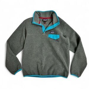 Patagonia Sweater Women Small Gray Blue Synchilla TSnap Fleece Pullover Gorpcore